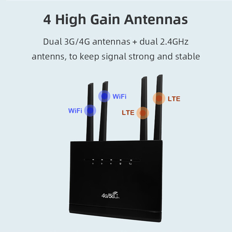 4G LTE WIFI maršrutētājs 300 Mbps tīkls 4 ārējās antenas bezvadu maršrutētājs ar SIM kartes slotu RJ45 WAN LAN bezvadu modems mājām