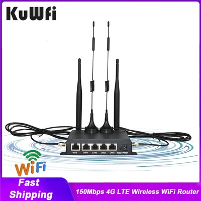 KuWFi 150Mbps 4G LTE traadita WiFi ruuter DDNS tulemüüri funktsioon RJ45 port AP kordaja režiim Seinale paigaldatud välised 4 tk antennid