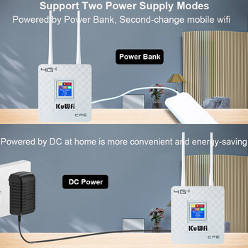 KuWfi 4G LTE рутер 300Mbps безжичен Wifi рутер CAT4 4G CPE рутер с външни антени с високо усилване RJ45 порт Кабелен/безжичен