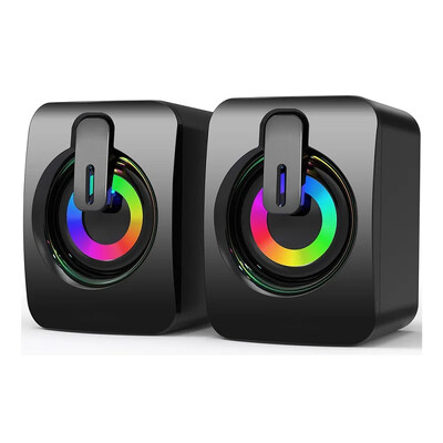 HIFI stereomikrofoni heli arvuti kõlar USB juhtmega Caixa De Som LED valgusega lauaarvutite jaoks