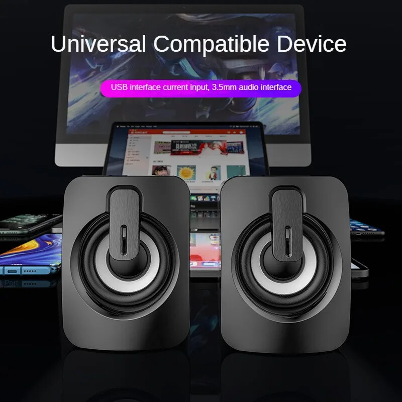 HIFI stereo mikrofono garso kompiuterio garsiakalbis USB laidinis Caixa De Som su LED lempute staliniams kompiuteriams