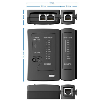 Δοκιμαστής καλωδίου Ethernet δικτύου ZoeRax για LAN RJ45 Cat5 Cat5e Cat6 Cat6a Cat7 UTP/Θωρακισμένο καλώδιο και RJ11 RJ12