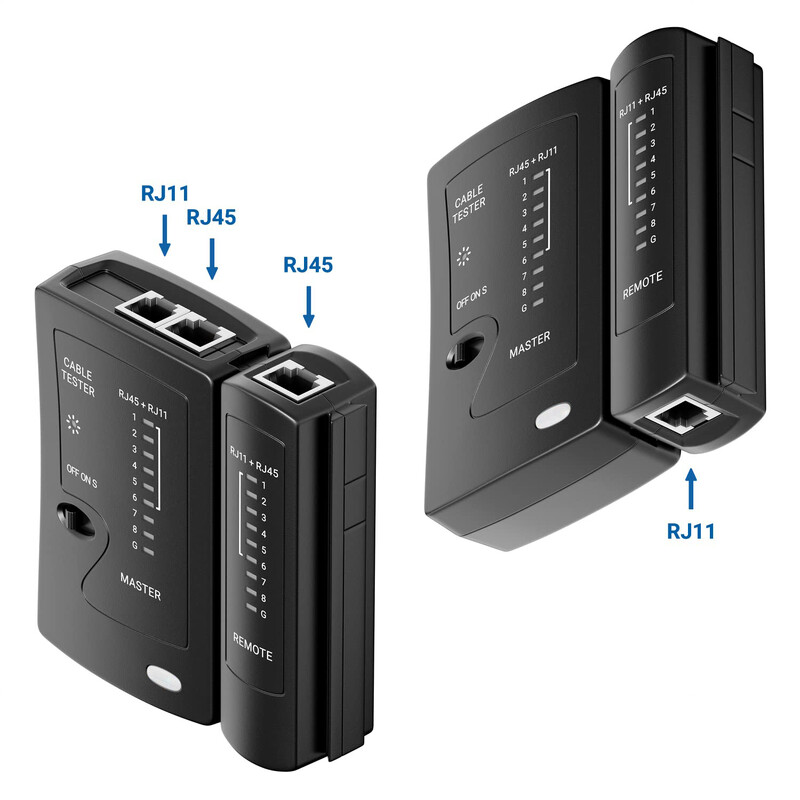 ZoeRax tinklo eterneto kabelio testeris, skirtas LAN RJ45 Cat5 Cat5e Cat6 Cat6a Cat7 UTP/ekranuotam kabeliui ir RJ11 RJ12