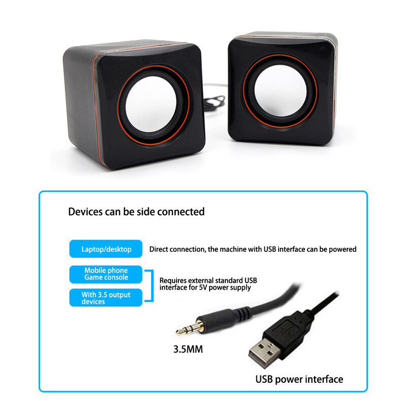 Kompiuterio garsiakalbis Mini USB stereo žemų dažnių garsiakalbiai Nešiojamiesiems kompiuteriams Nešiojamiesiems kompiuteriams Staliniams kompiuteriams Planšetiniams kompiuteriams 60Hz-15KHz 3W*2 Namų biuro garsiakalbis
