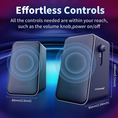 Coomaer 3-tolline rauast raske bassiga 10 W arvuti kõlar mänguheli raamaturiiul Subwoofer USB 2.0 kanaliga tekstuuriga lauaarvuti heli