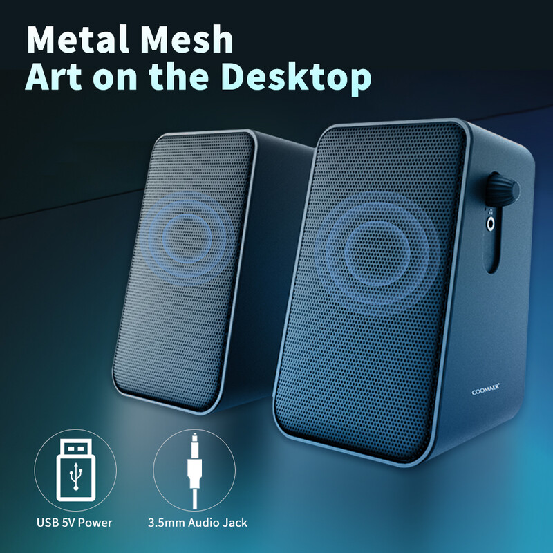 Coomaer 3-tolline rauast raske bassiga 10 W arvuti kõlar mänguheli raamaturiiul Subwoofer USB 2.0 kanaliga tekstuuriga lauaarvuti heli