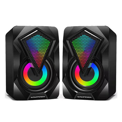 Difuzor surround cu sunet stereo cu lumină RGB pentru desktop, laptop, computer, difuzoare, subwoofer alimentat prin USB