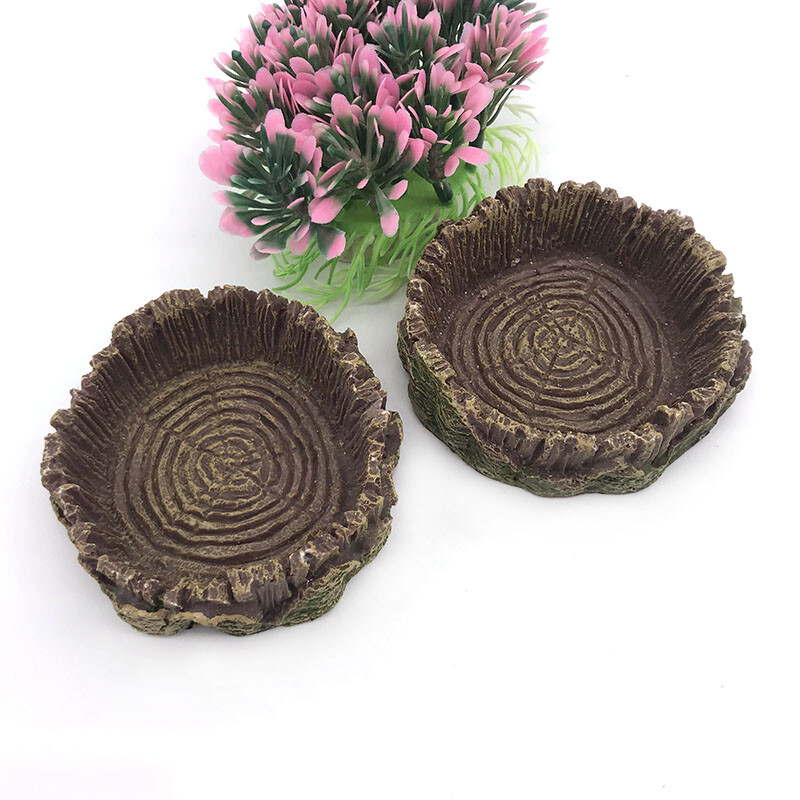 7 cm-es gyanta akvárium kisállat hüllő etető tál étel vizes edény hüllő teknős teknős skorpió gyík rákok Kellékek dekoráció