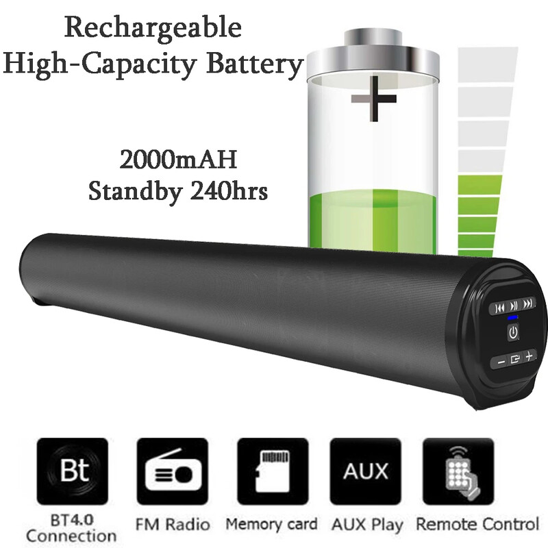 Itin galinga garso juosta Nešiojamas belaidis „Bluetooth“ garsiakalbis erdvinis stereo namų televizoriaus garso dėžutė Žemųjų dažnių garsiakalbis FM radijas