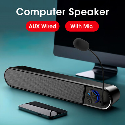 Számítógépes hangszóró mikrofonnal asztali hangsávval Mélynyomó hangszórók USB AUX vezetékes hangsugárzó Macbook laptophoz notebook PC hangszóró