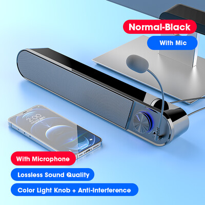 Arvuti kõlar koos mikrofoniga Lauaarvuti heliriba Subwoofer kõlarid USB AUX juhtmega heliriba Macbooki sülearvutile sülearvuti kõlar