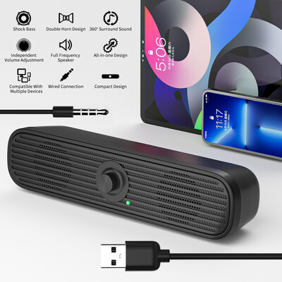 COOMAER ruumiline lauaarvuti kõlar Kodustereo 3.5Aux USB Soundbar System Arvuti TV Telefon HIFI Subwoofer Juhtmega tugev bass