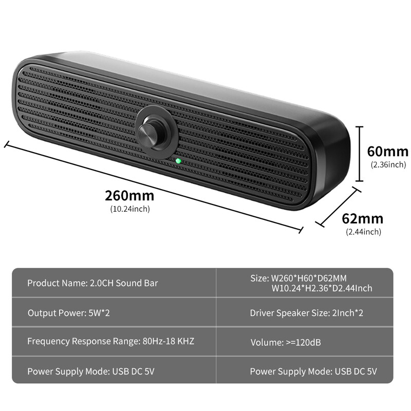 COOMAER ruumiline lauaarvuti kõlar Kodustereo 3.5Aux USB Soundbar System Arvuti TV Telefon HIFI Subwoofer Juhtmega tugev bass
