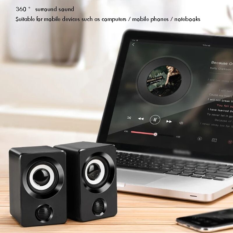 Mini obdĺžnikový reproduktor pre notebook, 360-stupňový stereo zvuk, prenosný káblový hudobný reproduktor s rozhraním USB 2.0 pre stolný počítač