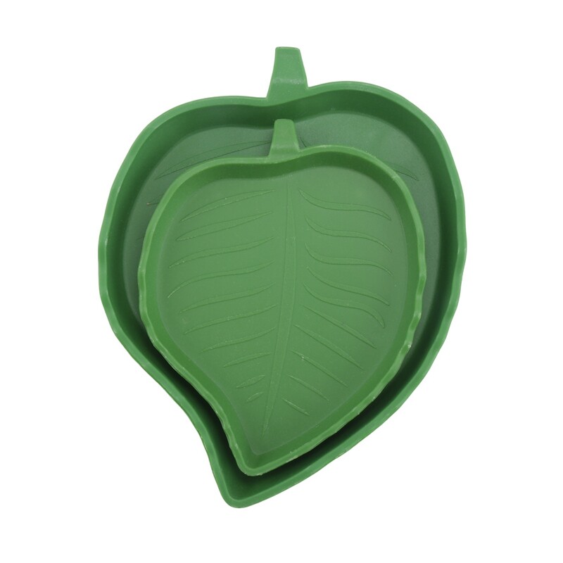 2 DB levél formájú hüllő eledel vizestál zöld műanyag teknős kukorica kígyó kígyóhoz