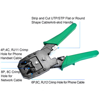 Πένσα απογύμνωσης πένσα σύσφιξης καλωδίου δικτύου + Επαγγελματικός ελεγκτής καλωδίων δικτύου RJ45 RJ11 RJ12 CAT5 UTP LAN Δοκιμαστής καλωδίων