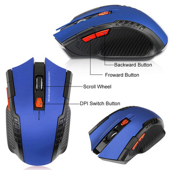 Безжична мишка Gaming Mouse 2.4G Преносима мобилна оптична офис мишка Регулируеми нива на DPI за Notebook PC Laptop MacBook