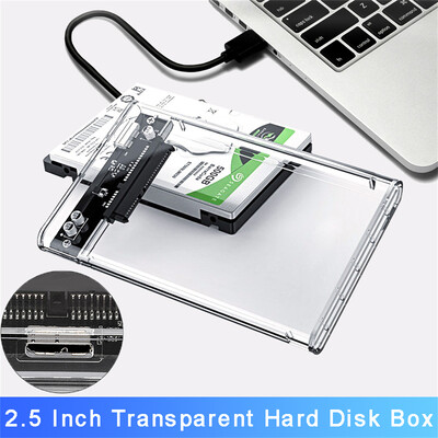 2,5 hüvelykes átlátszó merevlemez SSD-ház SATA III-tól USB 3.0-ig terjedő merevlemez-tok támogatása 5 TB mobil külső merevlemez hordozható számítógéphez