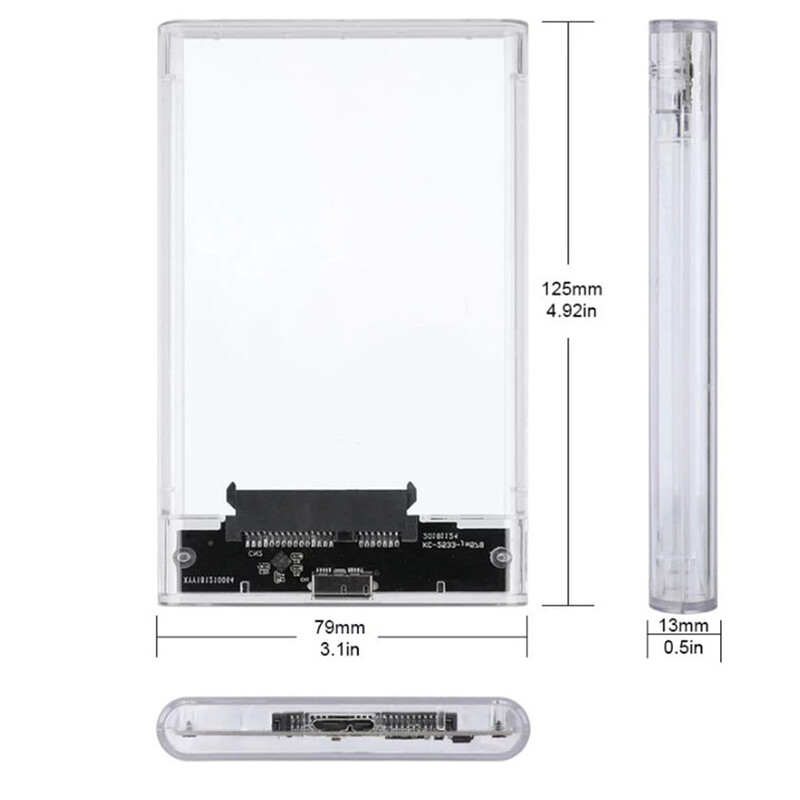 Priehľadný 2,5-palcový HDD SSD kryt SATA III na USB 3.0 pevný disk s podporou 5TB mobilného externého HDD pre notebook