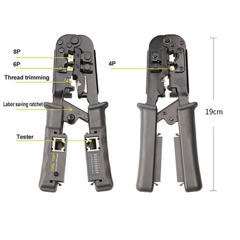 RJ45 Καλώδιο Δικτύου Crimper 8P6P4P Tripurpose Tester Ratchet Tool Squeeze Crimping Wire Network Pences