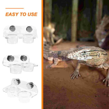 Animal Magnet Magnetic Water Feeder Cup Acrylic Plastic Leaopard Gecko Feeding Ledge Reptile