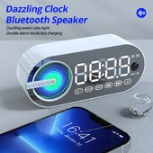 #Încărcare USB Radio Ceas cu alarmă RGB Difuzor Bluetooth portabil FM Afișaj mare Oglindă digitală Dormitor Dormitor Decktop birou