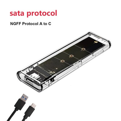 Läbipaistev M.2 SSD karp NVME PCIe M2 kõvaketta ümbris NGFF SATA selge SSD ümbris väline ümbris kõva