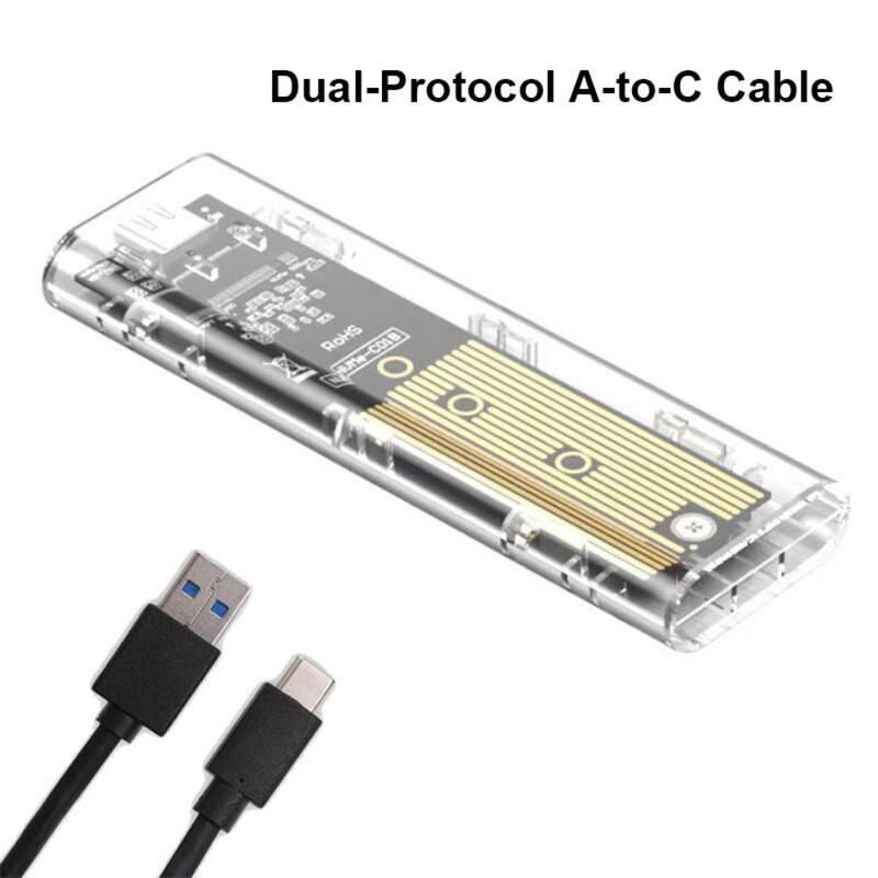 Läbipaistev M.2 SSD karp NVME PCIe M2 kõvaketta ümbris NGFF SATA selge SSD ümbris väline ümbris kõva