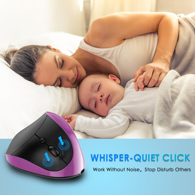 Vezeték nélküli Bluetooth kettős üzemmódú függőleges egér újratölthető, némító gomb DPI állítható ergonómia Pink Mause irodai használatra rutin egerek