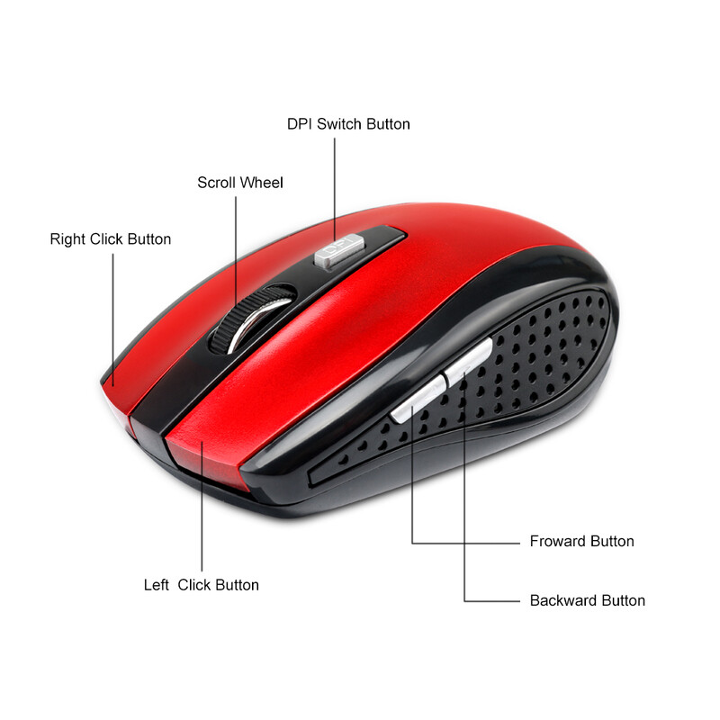 Mouse fără fir 2.4G Mouse Bluetooth Ergonomic 800/1200/1600DPI Mouse cu 6 butoane Mute pentru MacBook Tablet Laptop Computer PC