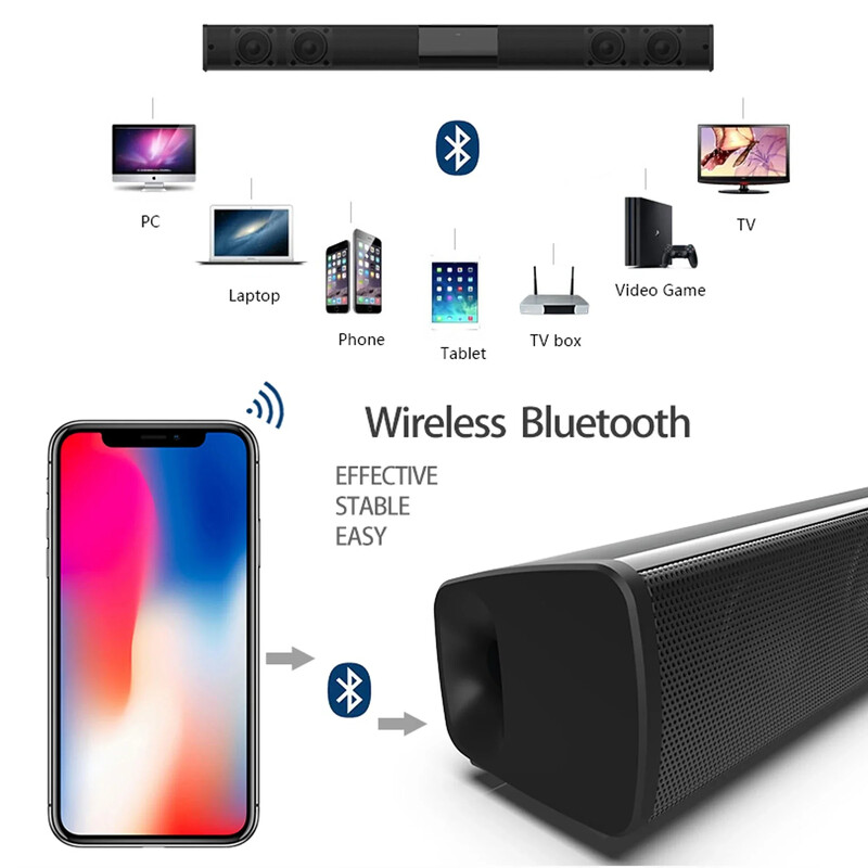 Namų kino garso sistema „Bluetooth“ garsiakalbis Kompiuterio garsiakalbiai televizoriui „Soundbar Box“ Žemųjų dažnių garsiakalbis radijo muzikos centro „Boom Box“ kolonėlė