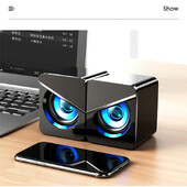 USB juhtmega arvutikõlarid 4D šokeeriv stereo ruumiline heli LED-arvuti kõlarid mängu bass juhtmega lauaarvuti sülearvuti jaoks