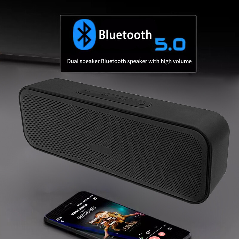 Difuzor Bluetooth lung, de înaltă calitate, cu două difuzoare, subwoofer portabil pentru exterior, acceptă inserarea cardului, USB și cadouri
