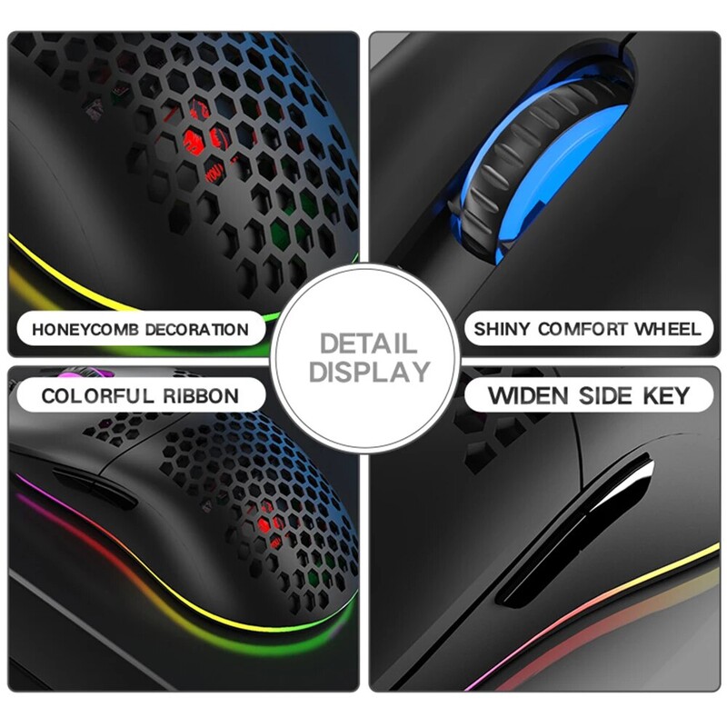 M1 vezetékes könnyű játékegér 69g ultrakönnyű méhsejt héjú RGB Chroma háttérvilágítású 6400 DPI ergonomikus laptop PC Mac Gamerhez
