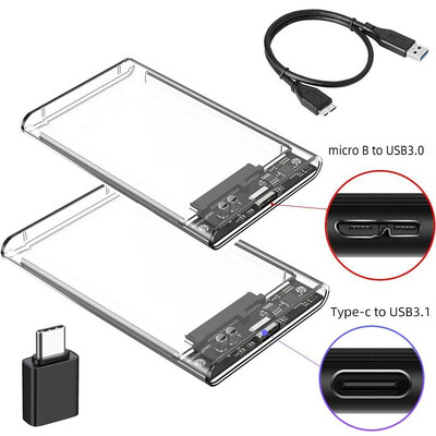 USB 3.0 / C tipo į SATA III kietojo disko dėklas, skirtas 2,5 colio HDD SSD išoriniam standžiojo disko korpusui Kietojo disko dėžutės Palaiko UASP HDD dėžutę