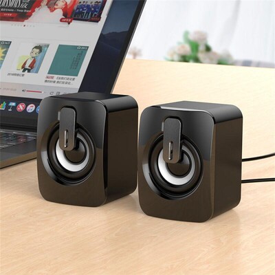 Datora skaļruņi skaņu kaste datoram HIFI stereo mikrofons USB vads ar LED gaismu galddatoram