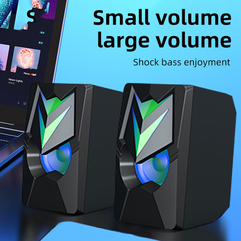 COOMAER C106 stalinio kompiuterio garsiakalbiai RGB 7 spalvų USB nešiojamas stereo žemųjų dažnių 2.0 laidinis Hifi žemųjų dažnių garsiakalbis nešiojamojo kompiuterio garsiakalbiui
