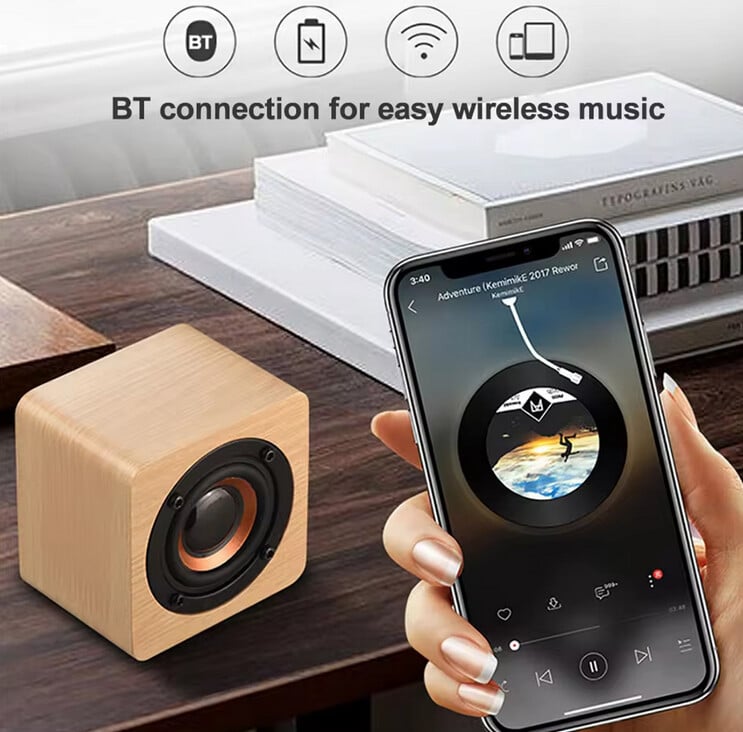 Mini subwoofer portabil, retro din lemn, fără fir, bass, boxe de muzică cu bară de sunet puternică pentru smartphone-ul laptop
