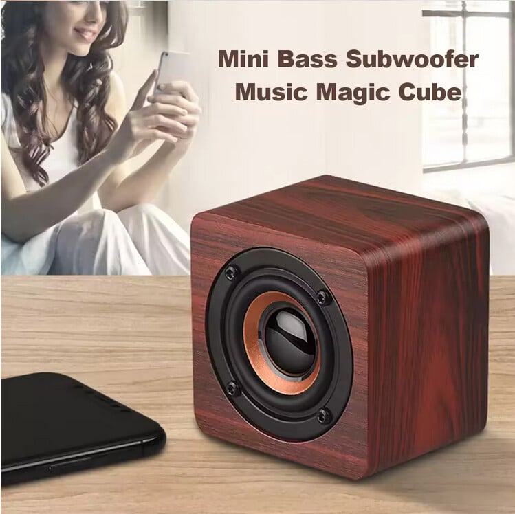 Mini subwoofer portabil, retro din lemn, fără fir, bass, boxe de muzică cu bară de sunet puternică pentru smartphone-ul laptop