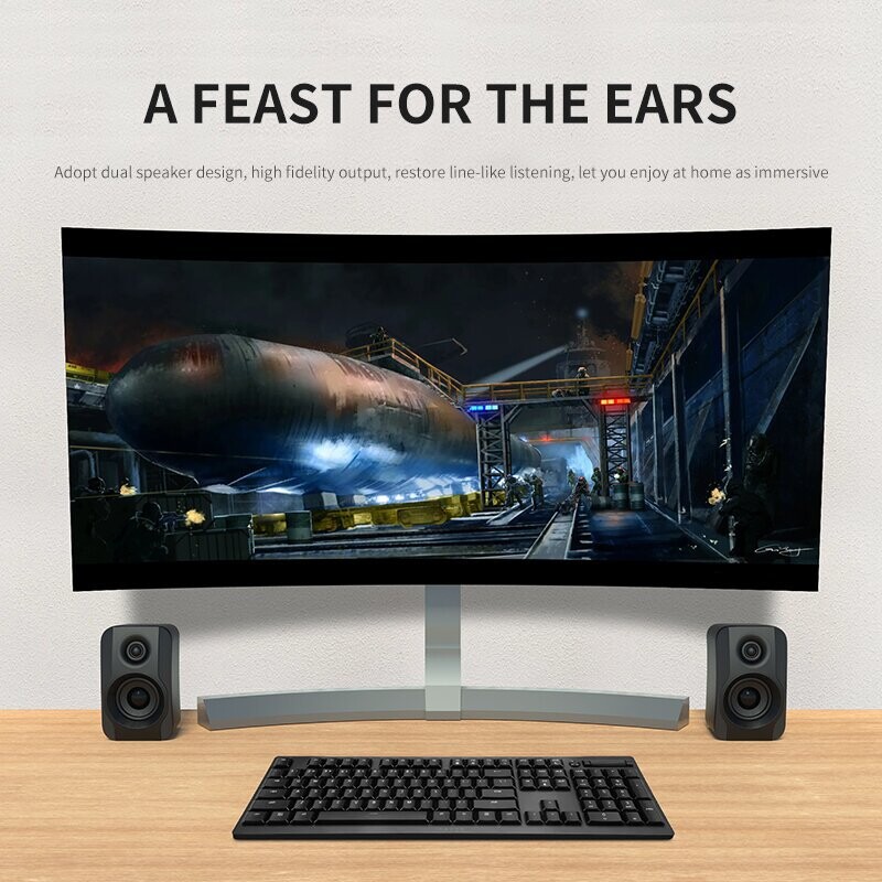 Domáci káblový subwoofer, zvuk pre stolné hry, napájaný z USB, 3,5 mm audio rozhranie, 3D priestorový zvuk, multimediálne reproduktory na úrovni kina pre počítač