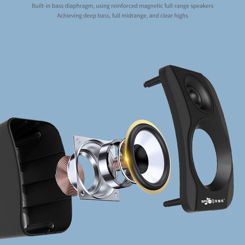 Domáci káblový subwoofer, zvuk pre stolné hry, napájaný z USB, 3,5 mm audio rozhranie, 3D priestorový zvuk, multimediálne reproduktory na úrovni kina pre počítač