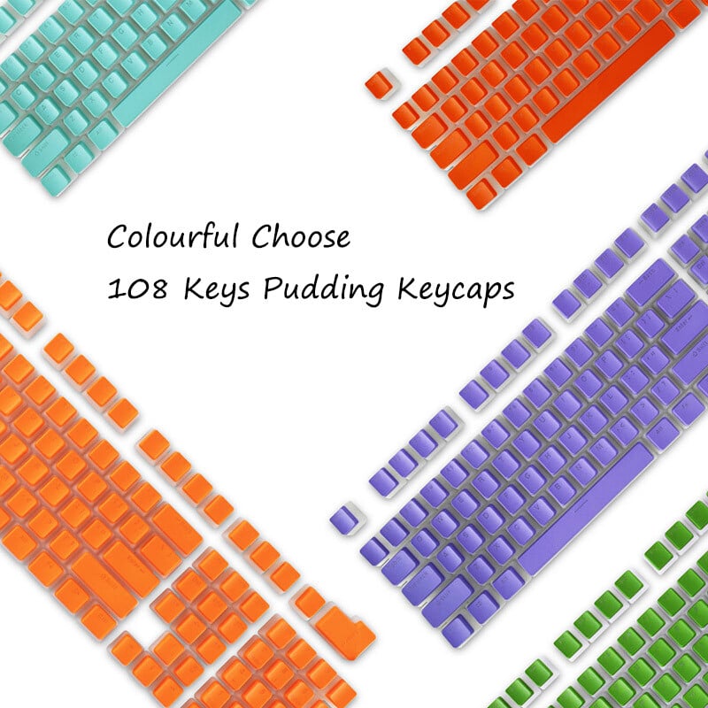OEM profil PBT krytky klávesov 108 klávesov pudingová krytka pre mechanickú klávesnicu Cherry MX Switch RGB Gamer podsvietené krytky klávesov na mieru DIY