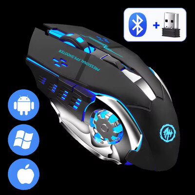 2.4G Bluetooth безжична акумулаторна мишка Геймърска мишка за лаптоп RGB подсветка E-Sports Механична мишка за компютър компютър геймър