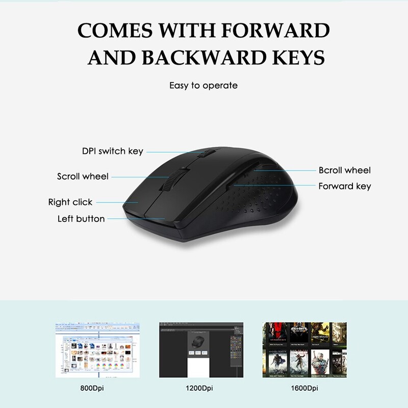 Bezdrôtová myš Mini Silent 2.4G USB počítačová myš Optická myš Bezhlučná nastaviteľná myš DPI pre Windows Mac Linux