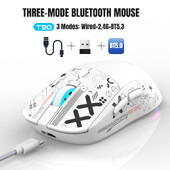 T90 Ασύρματο ποντίκι Bluetooth RGB (BT1/BT2+ USB) 2,4 GHz Επαναφορτιζόμενο αθόρυβο ασύρματο ποντίκι Bluetooth με προσαρμογέα τύπου C