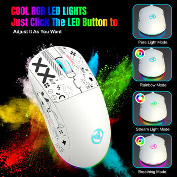 T90 Ασύρματο ποντίκι Bluetooth RGB (BT1/BT2+ USB) 2,4 GHz Επαναφορτιζόμενο αθόρυβο ασύρματο ποντίκι Bluetooth με προσαρμογέα τύπου C