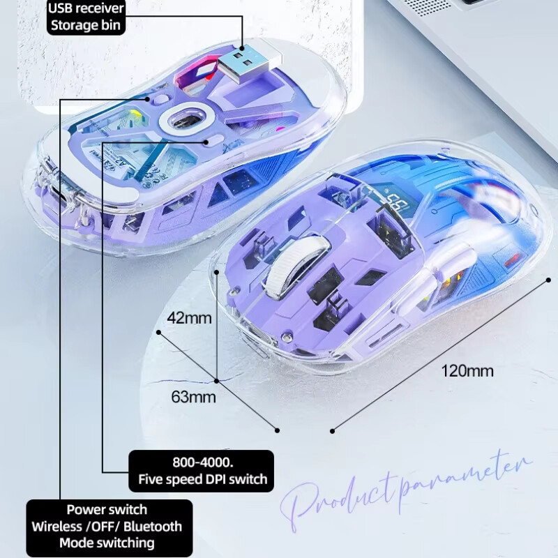 Mouse pentru jocuri Wolf A2 gratuit Mouse fără fir în 3 moduri Bluetooth Soareci Wolf gratuit Ușoare PAW3395 Accesorii Gaming pentru laptop Cadouri