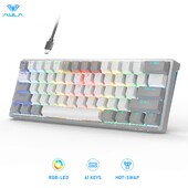 AULA RGB 60 százalékos vezetékes játékra alkalmas mechanikus billentyűzet Mini kompakt USB üzem közben cserélhető billentyűzetek barna kapcsolókkal PC laptopokhoz