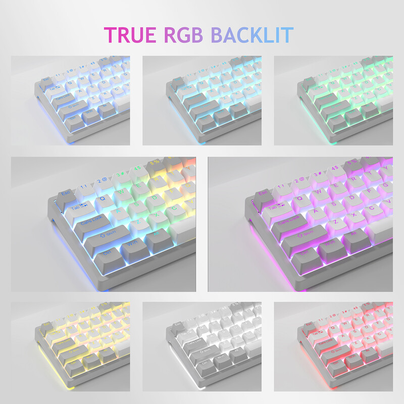 AULA RGB 60 százalékos vezetékes játékra alkalmas mechanikus billentyűzet Mini kompakt USB üzem közben cserélhető billentyűzetek barna kapcsolókkal PC laptopokhoz