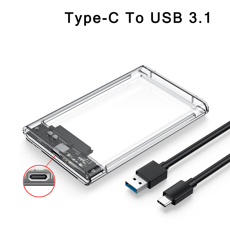 Kietojo disko dėžutės USB 3.0 Type-C 2,5 colio HDD SSD Shell SATA HDD dėžutės korpusas Kietojo disko disko dėžutės kabelis 5 Gbps palaikymas 2TB UASP